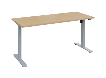 Flexi 27-16 výškově nastavitelný stůl, kovová podnož stříbrná, deska 25 mm, široký 1600 mm, javor horský